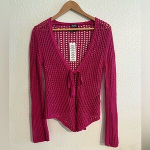 Urban Outfitters Pink Open-Knit Cardigan